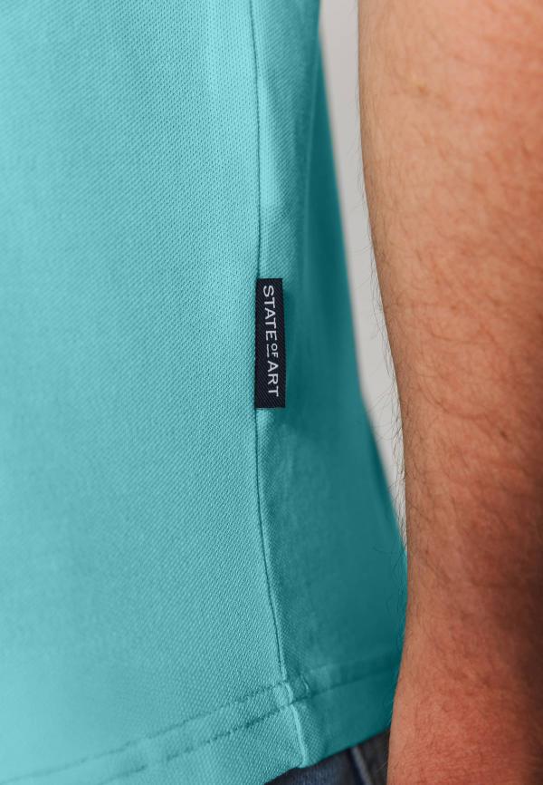 State of Art Piqué polo met streepdetails mintblauw uni - Afbeelding 6