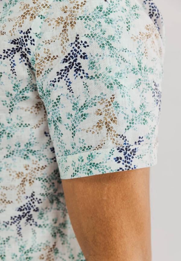 State of Art Korte mouw overhemd van een linnenmix Wit/Mintblauw - Afbeelding 5