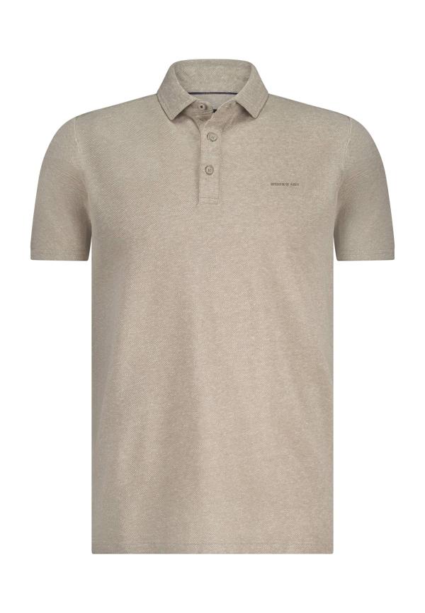 State of Art Piqué polo met gemêleerd dessin beige/wit - Afbeelding 6
