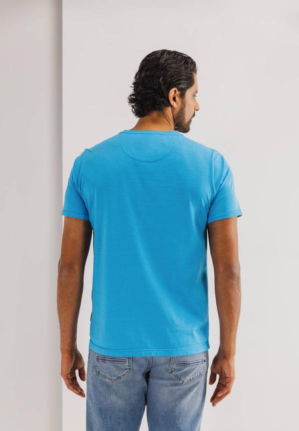 State of Art T-shirt met fijne streep en borstzak middenblauw/middenblauw - Afbeelding 2