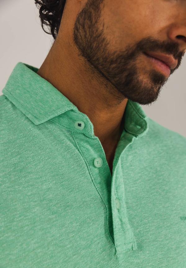 State of Art Piqué polo met gemêleerd dessin lichtgroen/wit - Afbeelding 4