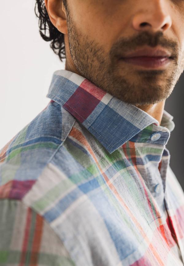 State of Art Katoenen Oxford overhemd met ruitpatroon wit/grijsblauw - Afbeelding 5