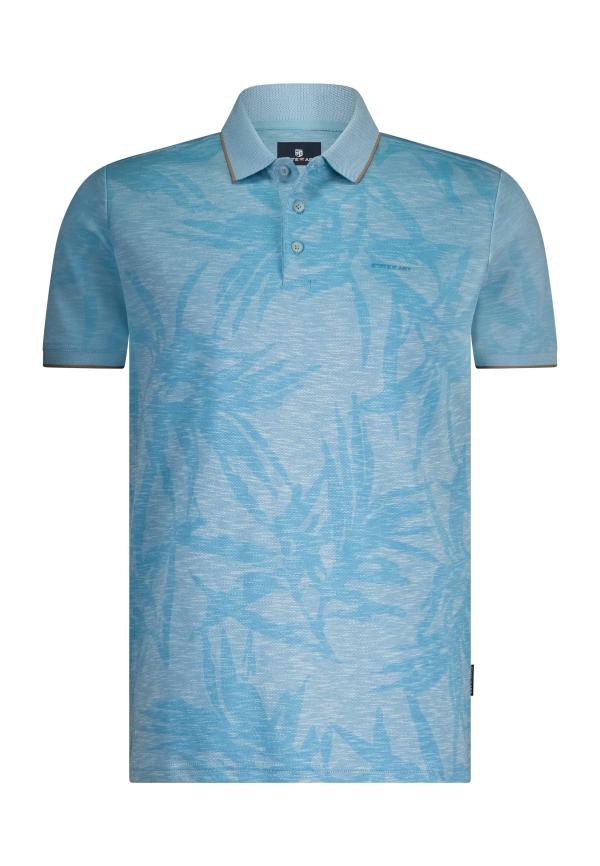 State of Art Piqué polo met all-over print grijsblauw/wit - Afbeelding 6