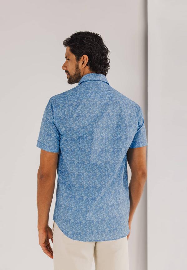 State of Art Poplin overhemd met borstzak grijsblauw/wit - Afbeelding 2