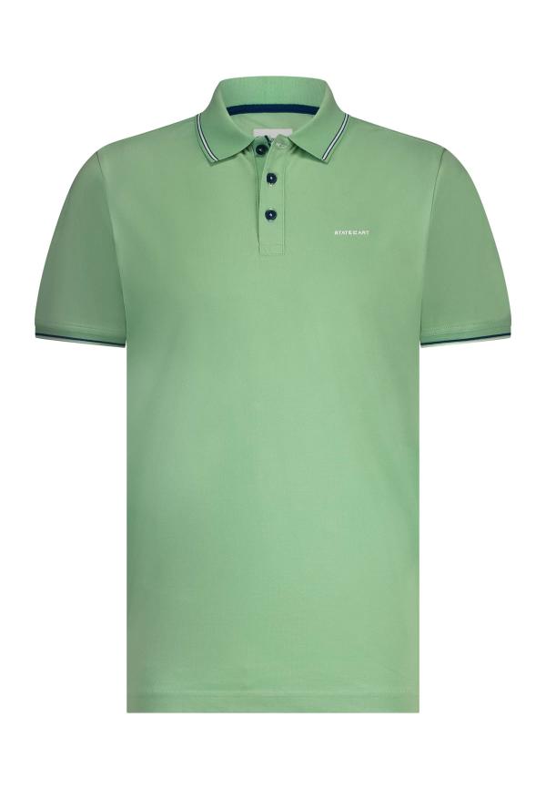 State of Art Piqué polo van een katoenmix jade uni - Afbeelding 5
