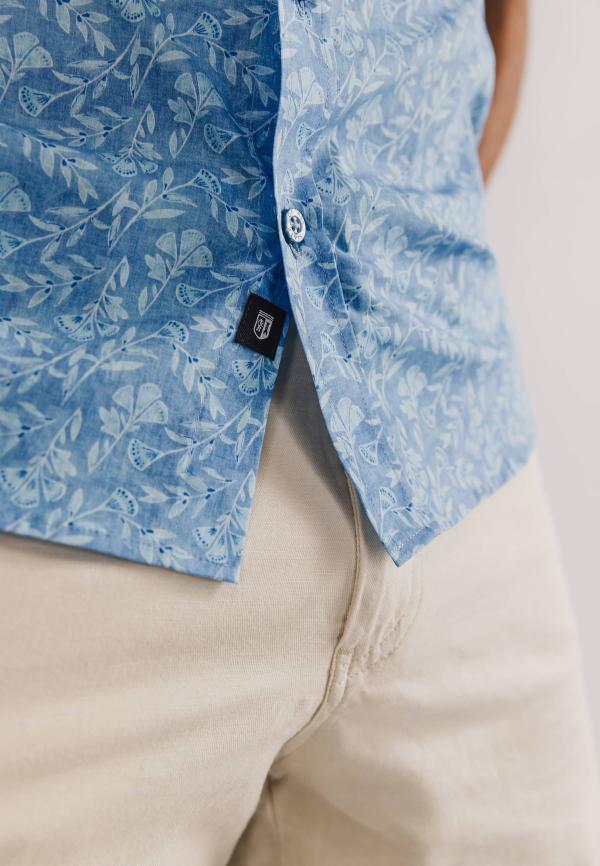 State of Art Poplin overhemd met borstzak grijsblauw/wit - Afbeelding 3