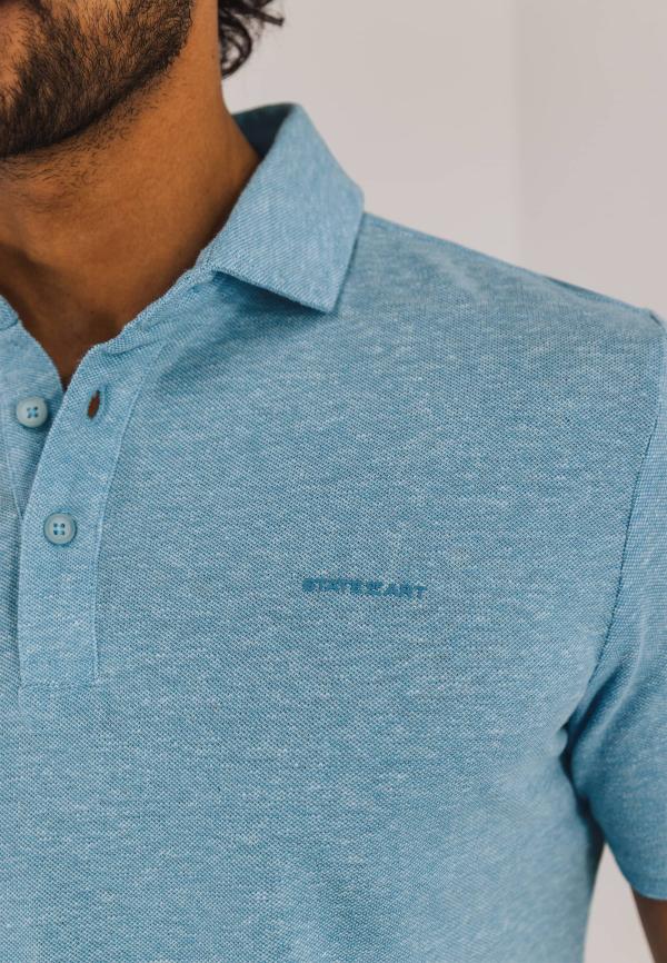 State of Art Piqué polo met gemêleerd dessin   grijsblauw/wit - Afbeelding 4