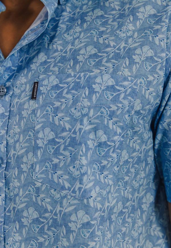 State of Art Poplin overhemd met borstzak grijsblauw/wit - Afbeelding 5