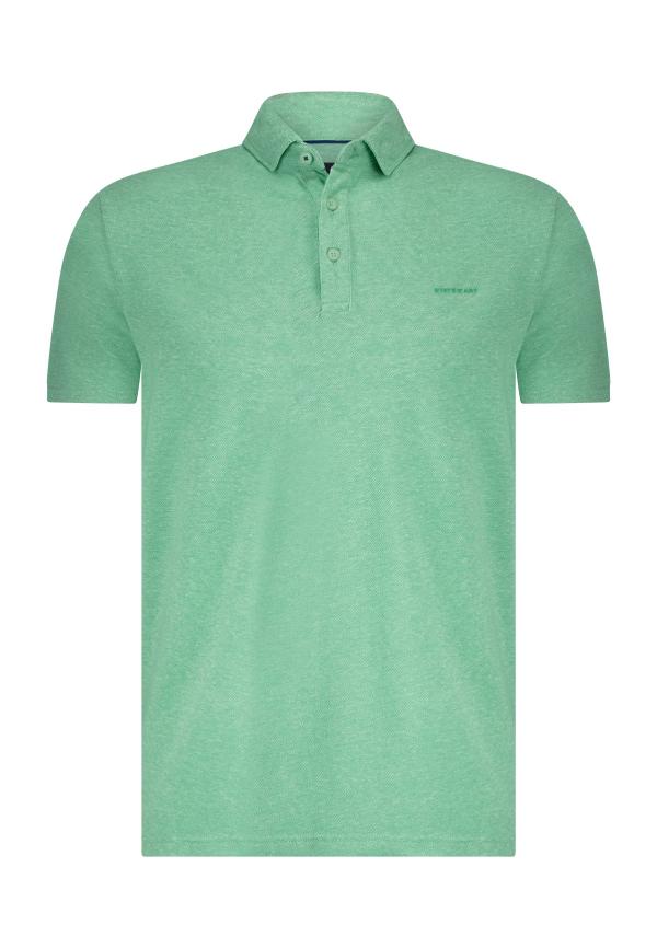 State of Art Piqué polo met gemêleerd dessin lichtgroen/wit - Afbeelding 6