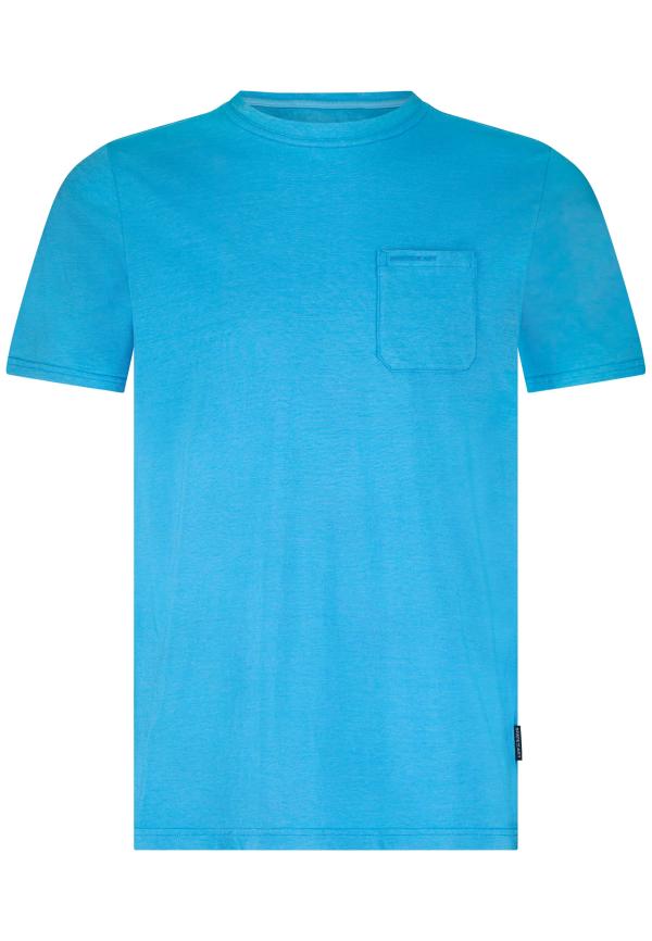 State of Art T-shirt met fijne streep en borstzak middenblauw/middenblauw - Afbeelding 5