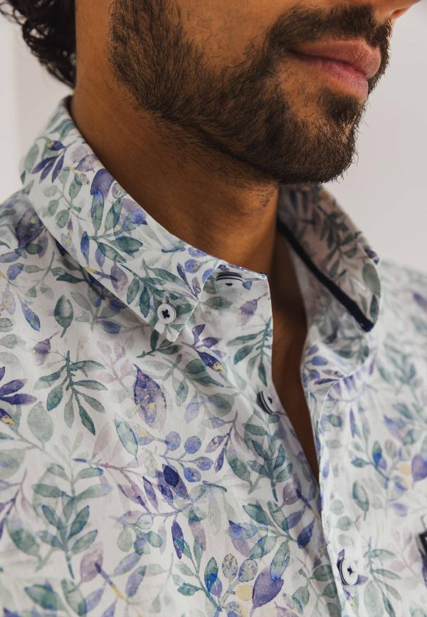 State of Art Poplin overhemd met all-over print lichtgroen/wit - Afbeelding 4