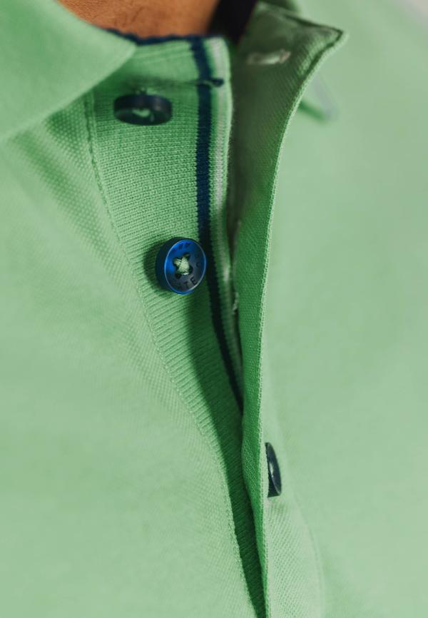 State of Art Piqué polo van een katoenmix jade uni - Afbeelding 3
