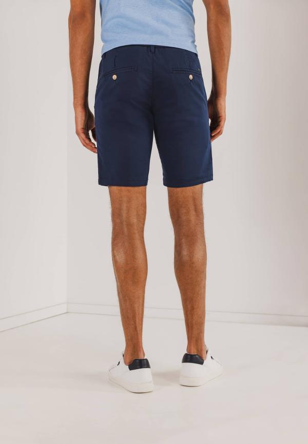 State of Art Chinoshort van een katoenmix donkerblauw uni - Afbeelding 2