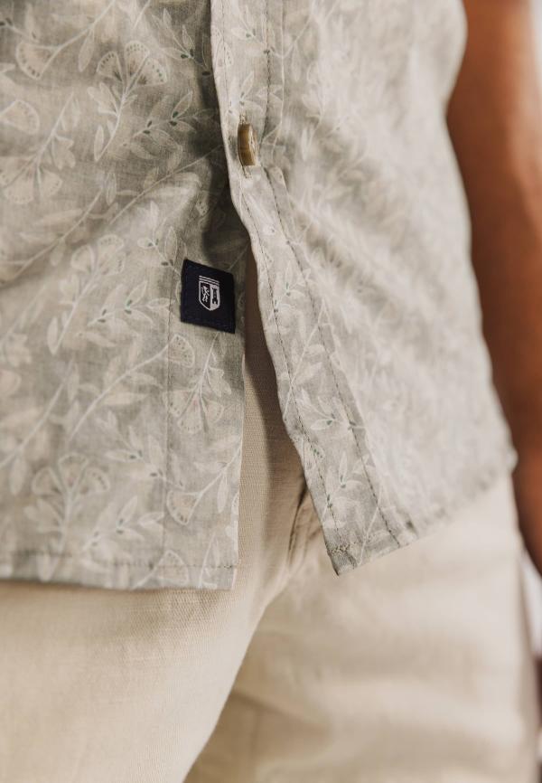 State of Art Poplin overhemd met borstzak beige/wit - Afbeelding 5