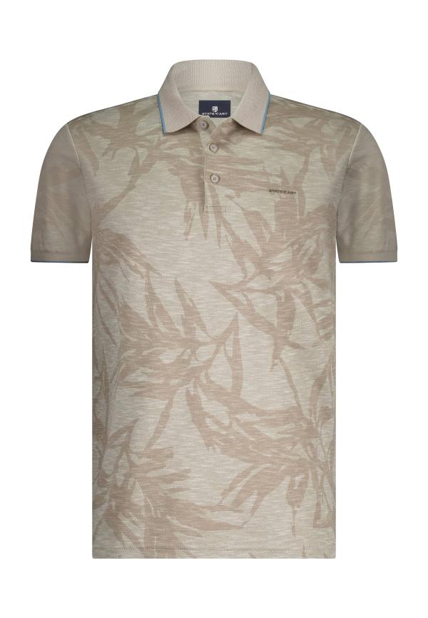 State of Art Piqué polo met all-over print beige/wit - Afbeelding 6