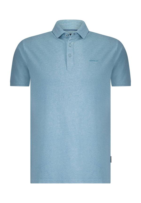 State of Art Piqué polo met gemêleerd dessin   grijsblauw/wit - Afbeelding 5