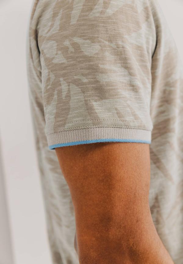 State of Art Piqué polo met all-over print beige/wit - Afbeelding 5