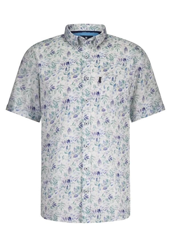 State of Art Poplin overhemd met all-over print lichtgroen/wit - Afbeelding 5