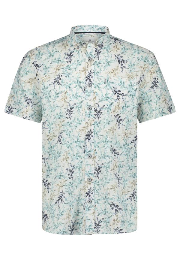 State of Art Korte mouw overhemd van een linnenmix Wit/Mintblauw - Afbeelding 6