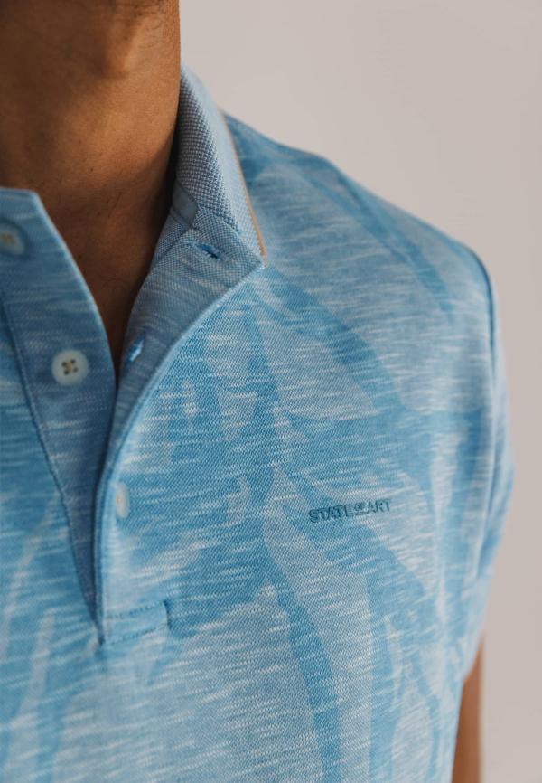State of Art Piqué polo met all-over print grijsblauw/wit - Afbeelding 4