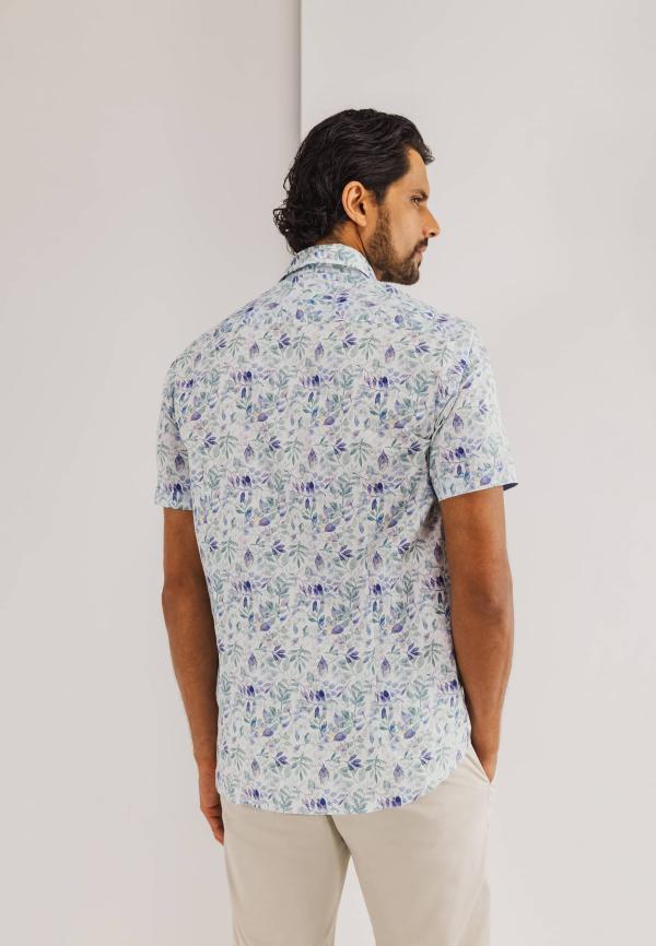 State of Art Poplin overhemd met all-over print lichtgroen/wit - Afbeelding 2