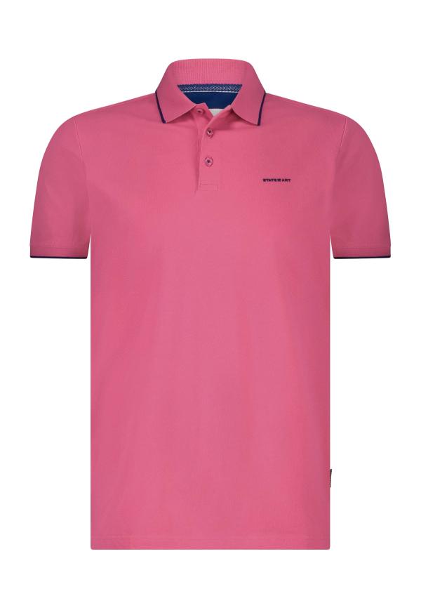State of Art Piqué polo met streepdetails Flamingo uni - Afbeelding 6
