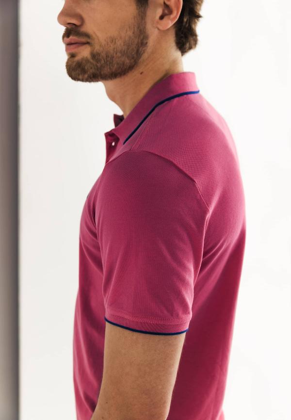 State of Art Piqué polo met streepdetails Flamingo uni - Afbeelding 3