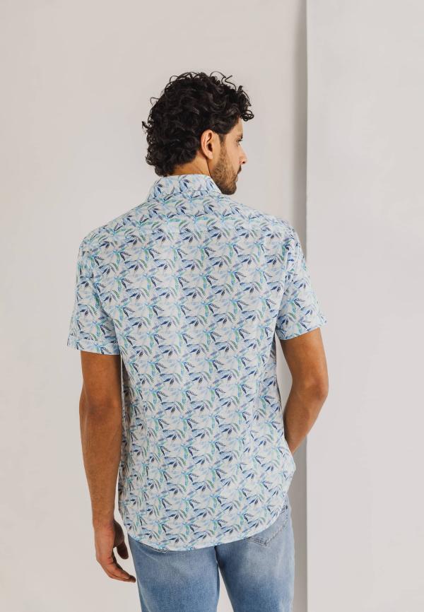 State of Art Korte mouw overhemd met print wit/middenblauw - Afbeelding 2
