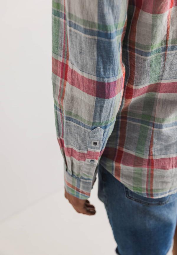 State of Art Katoenen Oxford overhemd met ruitpatroon wit/grijsblauw - Afbeelding 4