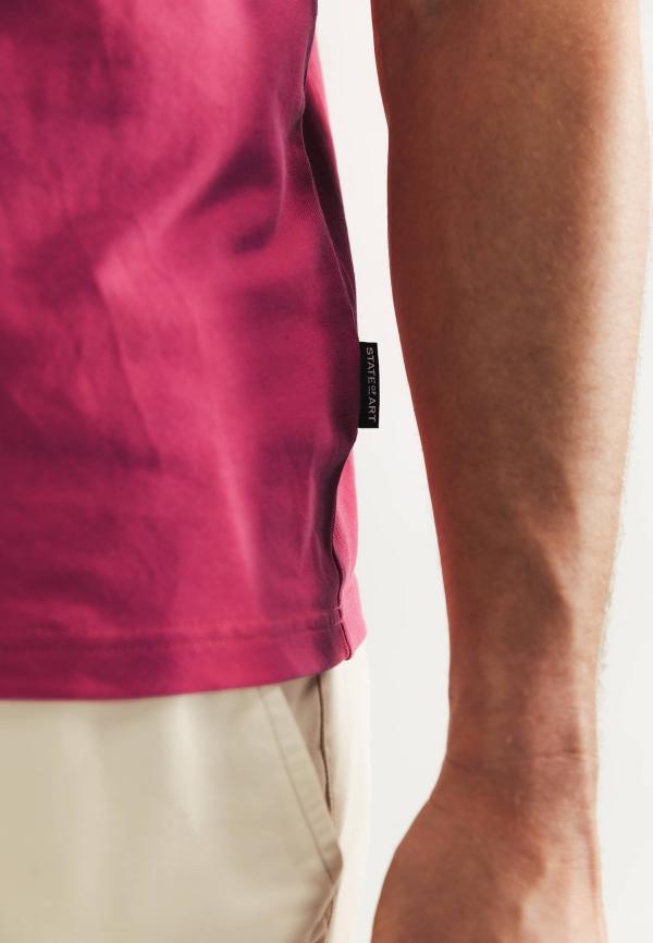 State of Art Piqué polo met streepdetails Flamingo uni - Afbeelding 5