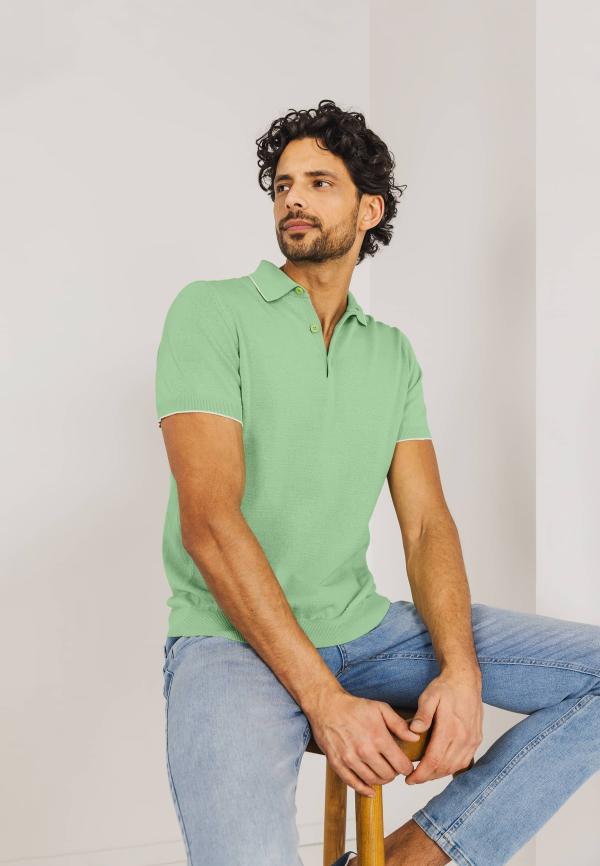 State of Art Gebreide polo met korte mouwen Jade