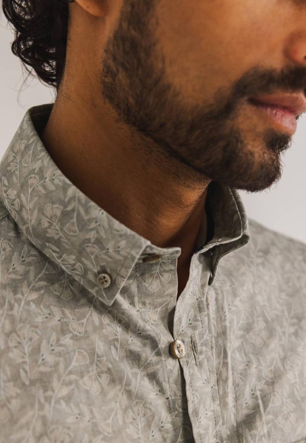 State of Art Poplin overhemd met borstzak beige/wit - Afbeelding 3