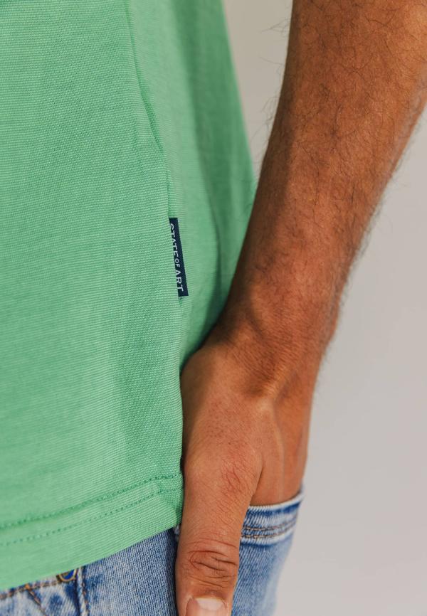 State of Art T-shirt met fijne streep en borstzak jade/jade - Afbeelding 4