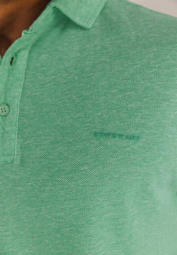 State of Art Piqué polo met gemêleerd dessin lichtgroen/wit - Afbeelding 3
