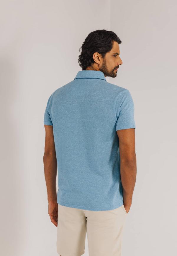 State of Art Piqué polo met gemêleerd dessin   grijsblauw/wit - Afbeelding 2