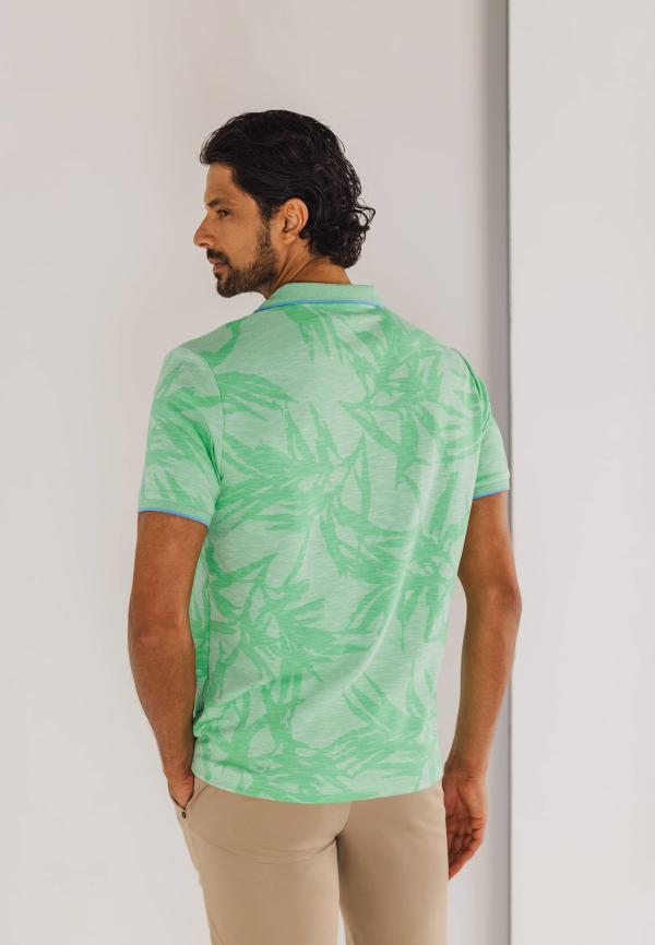 State of Art Piqué polo met all-over print lichtgroen/wit - Afbeelding 2