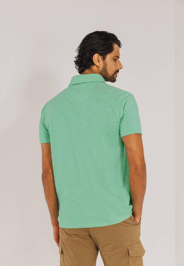 State of Art Piqué polo met gemêleerd dessin lichtgroen/wit - Afbeelding 2