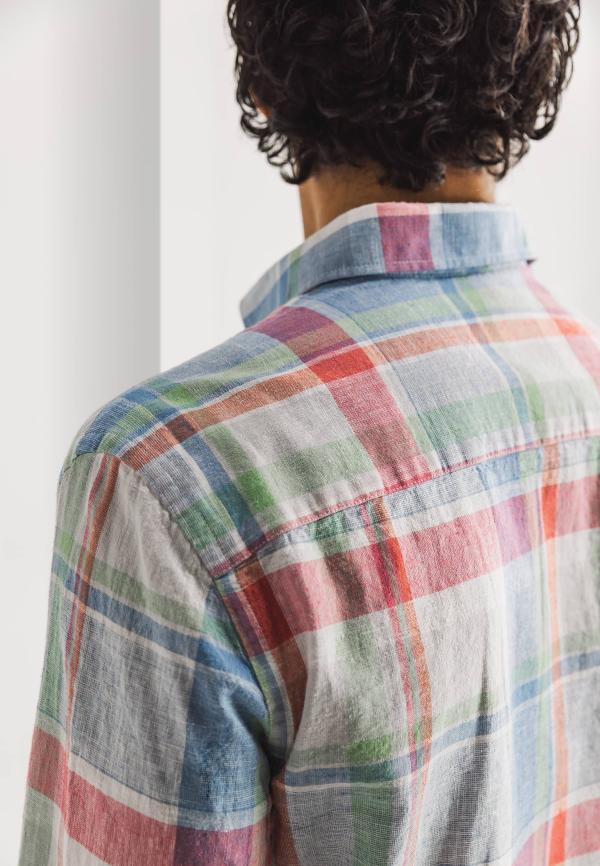 State of Art Katoenen Oxford overhemd met ruitpatroon wit/grijsblauw - Afbeelding 3