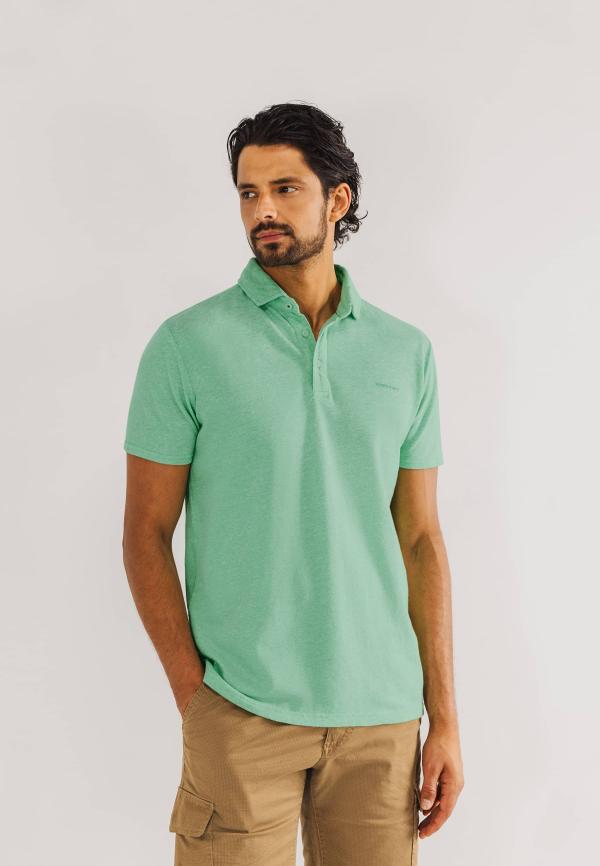 State of Art Piqué polo met gemêleerd dessin lichtgroen/wit