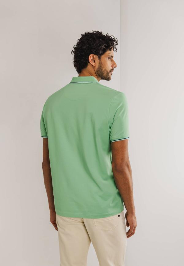 State of Art Piqué polo van een katoenmix jade uni - Afbeelding 2