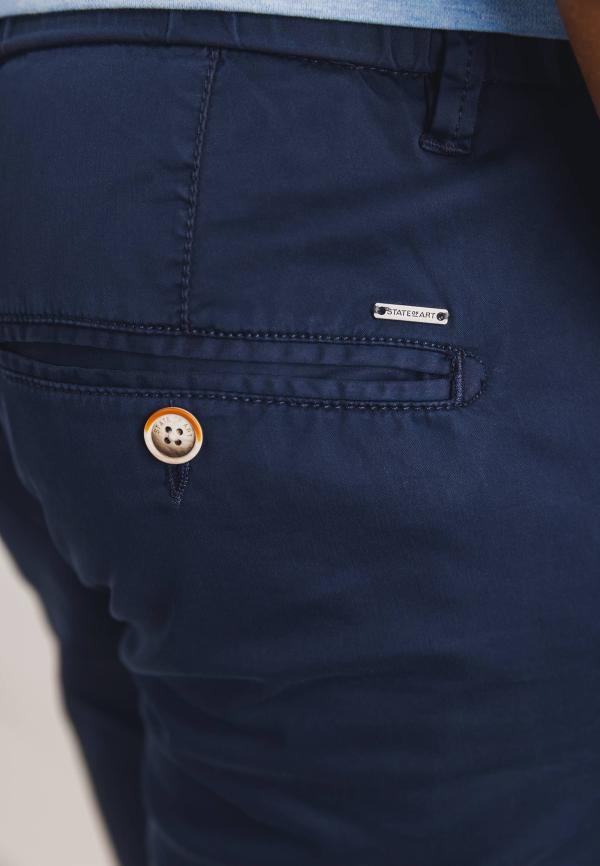 State of Art Chinoshort van een katoenmix donkerblauw uni - Afbeelding 5