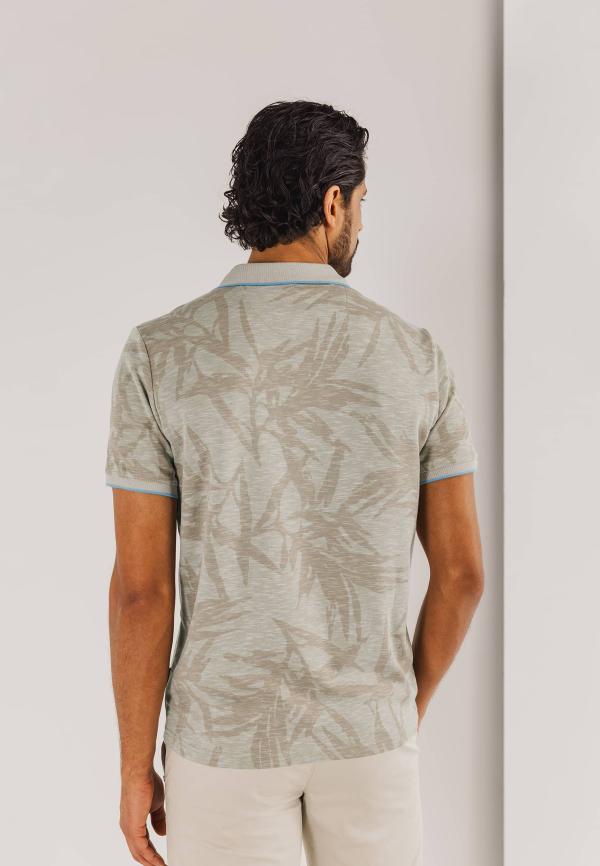 State of Art Piqué polo met all-over print beige/wit - Afbeelding 2