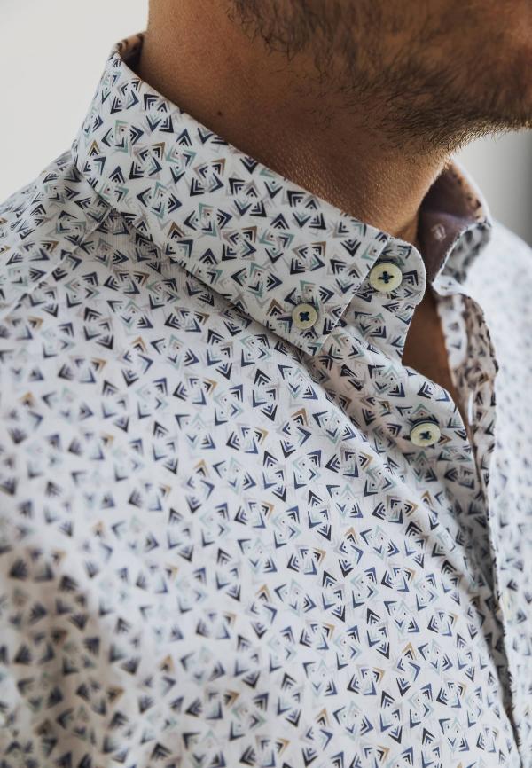State of Art Katoenen overhemd met all-over print wit/mintblauw - Afbeelding 4