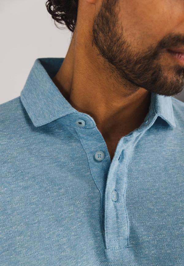 State of Art Piqué polo met gemêleerd dessin   grijsblauw/wit - Afbeelding 3