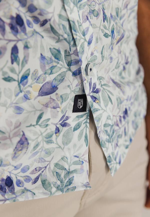 State of Art Poplin overhemd met all-over print lichtgroen/wit - Afbeelding 3