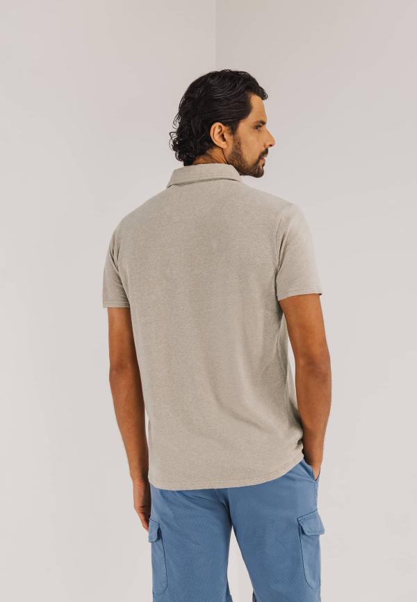 State of Art Piqué polo met gemêleerd dessin beige/wit - Afbeelding 2