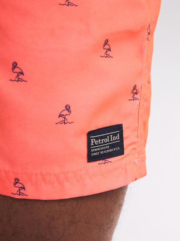 Petrol Industries Swimshort Flamingo Print Fiery Coral - Afbeelding 3