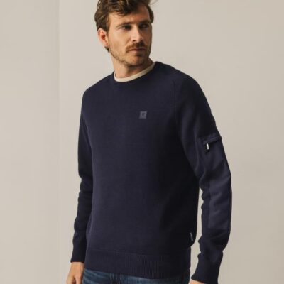 State Of Art Pullover Crewneck Plain Donkerblauw
