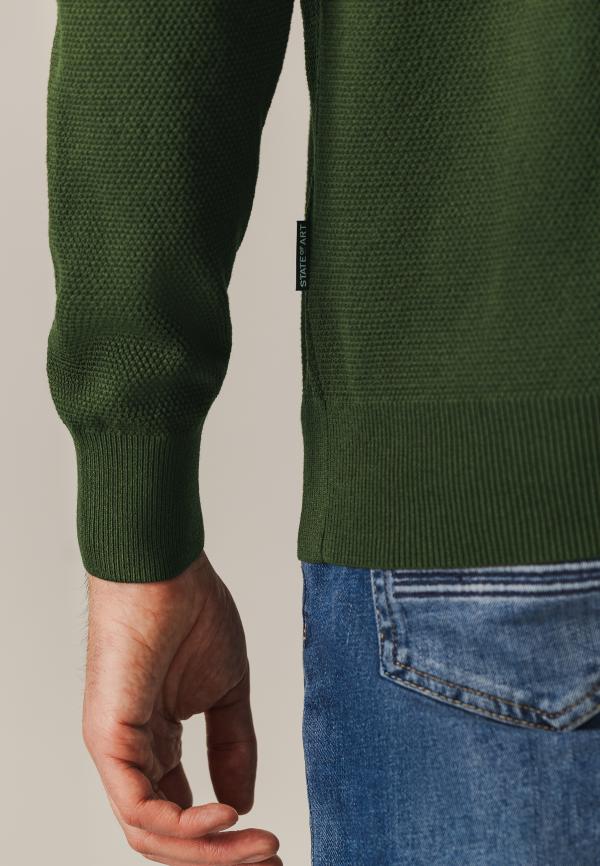 State Of Art Pullover Sportzip Plain Mosgroen Uni - Afbeelding 3