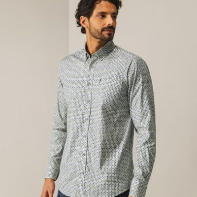 State Of Art Overhemd LS Print Kit/Bladgroen